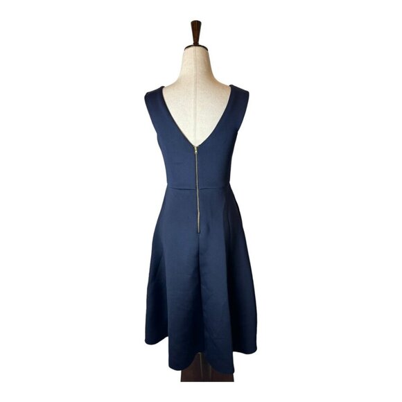 Slate & Willow Dress Women Medium Navy Blue Scuba Knit Pleated Party Fla… - Picture 3 of 12